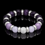 Women's Bracelet for Spiritual Clarity & Emotional Balance: Chalcedony, Clear Quartz, Amethyst and Silver