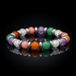 Women's Leadership Bracelet: Clear Quartz, Red Aventurine, Green Aventurine, Amethyst, Chalcedony and Silver