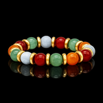 Women's Confidence & Harmony Bracelet: Carnelian, Red Aventurine, Green Aventurine, Aquamarine and Gold