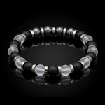 Men's Strength and Clarity Bracelet with Onyx Matte, Clear Quartz Matte, Hematite and Silver