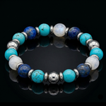 Women's Serenity and Wisdom Bracelet with Belomorite (Moonstone), Lapis Lazuli, Turquoise and Silver