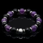 Women's Strength and Clarity Bracelet with Onyx, Amethyst and Silver