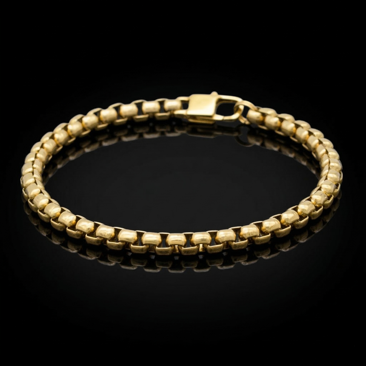 Men’s Gold Round Box Chain Bracelet
