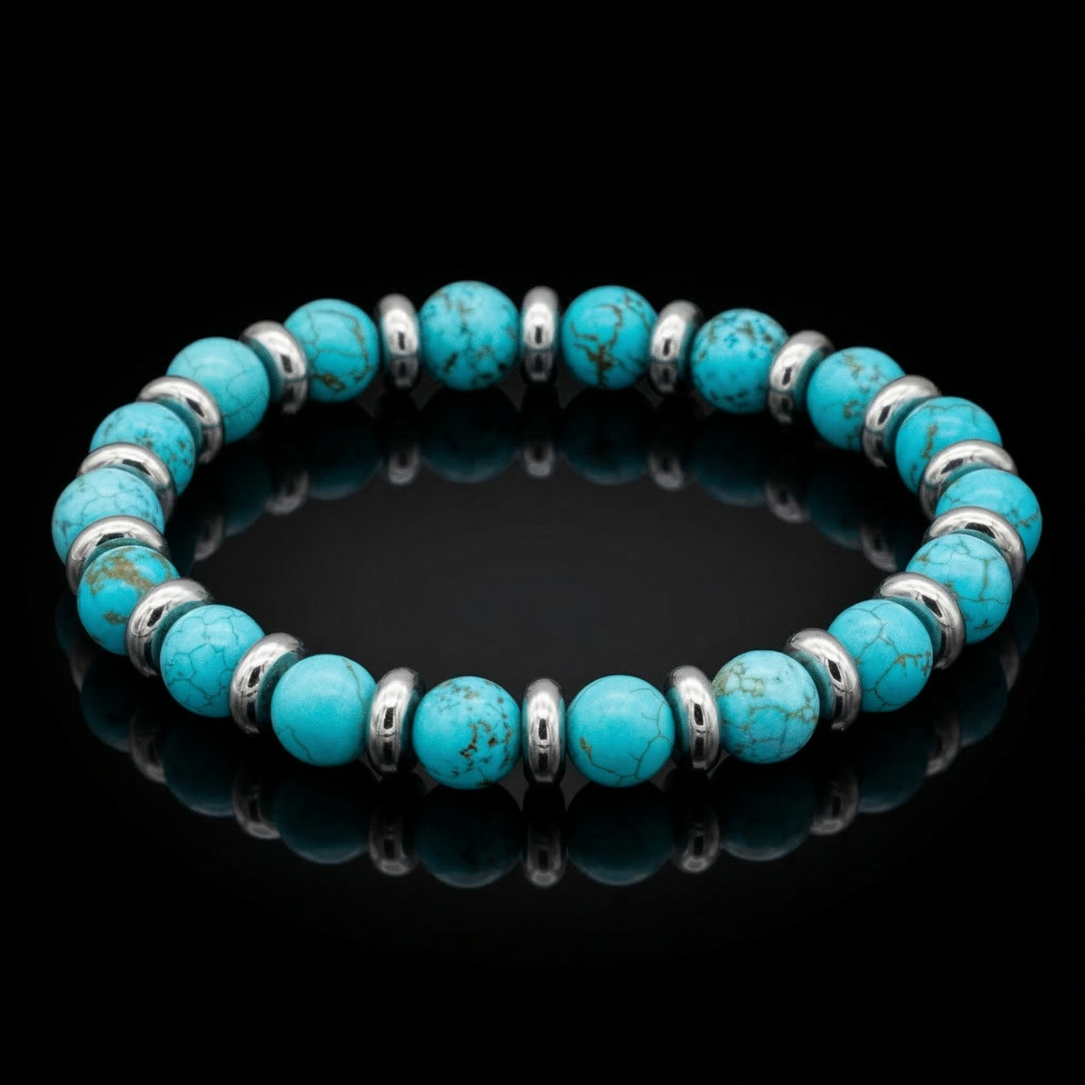 Men's Wristband for the Ambitious with Turquoise and Silver