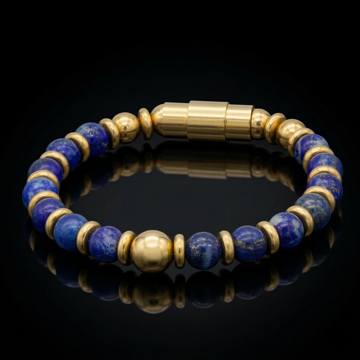 Men’s Gold Lapis Lazuli Bracelet – Fortune, Focus & Elevated Intuition
