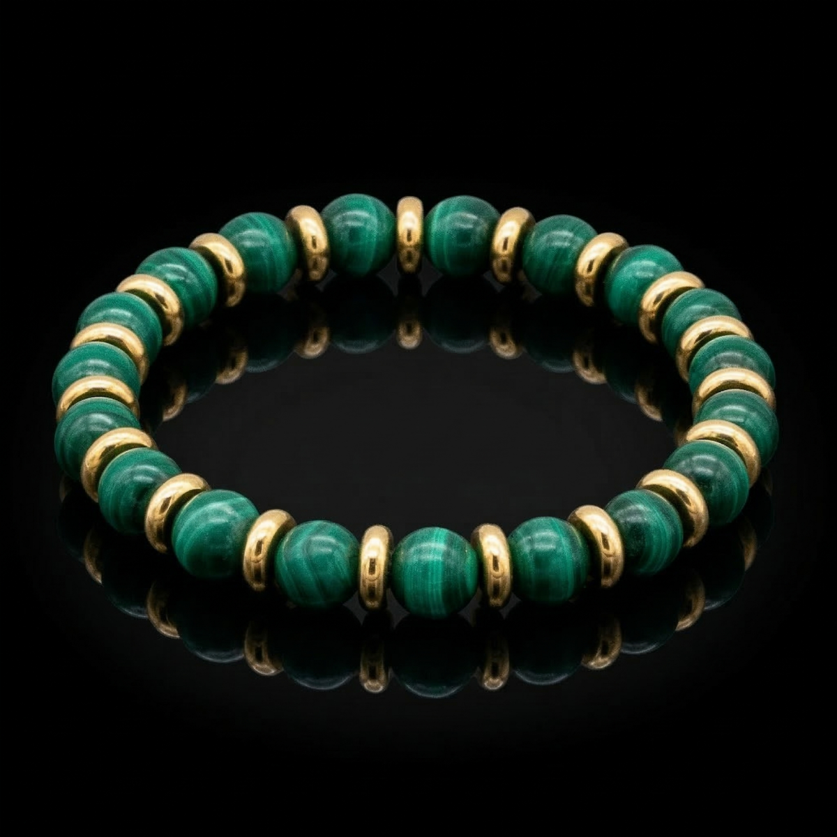 Men's Empowering Malachite Wristband in Gold