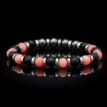 Men's Bracelet for Resilience, Joy & Protection: Onyx Matte, Chalcedony, Hematite & Silver Steel