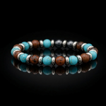 Men's Success & Protection Bracelet: Hematite, Turquoise, Mahogany Obsidian and Silver