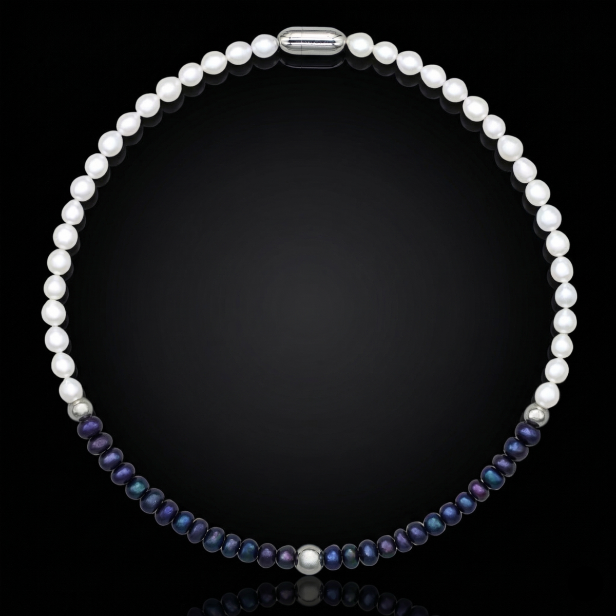 Women's White & Black Pearl Choker – Grace, Power, Magnetic Clarity and Silver