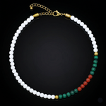 Women's Confidence & Transformation Choker Necklace with White Agate, Malachite, Carnelian and Gold