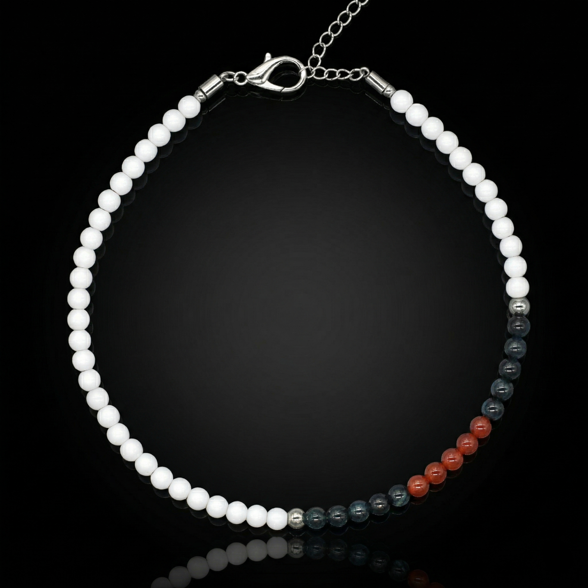 Women's Focus & Creativity Choker with White Agate, Blue Tiger Eye, Carnelian and Silver