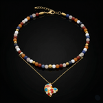 Women's Love & Creativity Choker with White Agate, Carnelian, Dumortierite, Red Aventurine, Rose Quartz & Gold