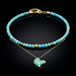 Women's Turquoise Choker for Protection & Creativity with Gold Heart Pendant