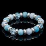 Women's Topaz, Aquamarine, Larimar Bracelet for Soft Confidence & Emotional Flow in Silver