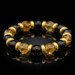 Women’s Wristband for Prosperity & Balance with Citrine and Smoky Quartz in Gold