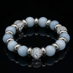 Women's Calming Wisdom Beaded Bracelet with Aquamarine, Clear Quartz and Silver