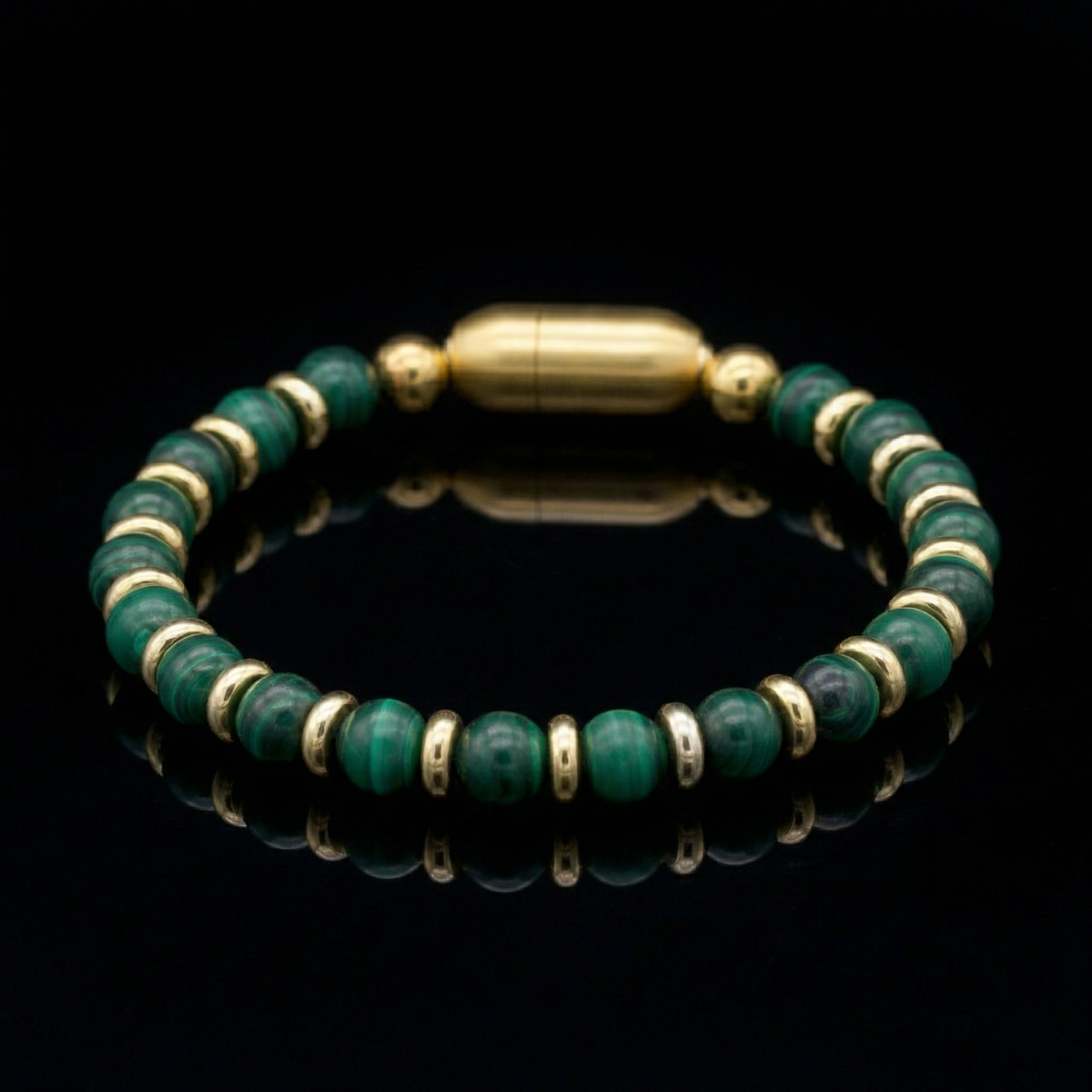 Women’s Empowerment Malachite Bracelet for Success & Creativity in Gold