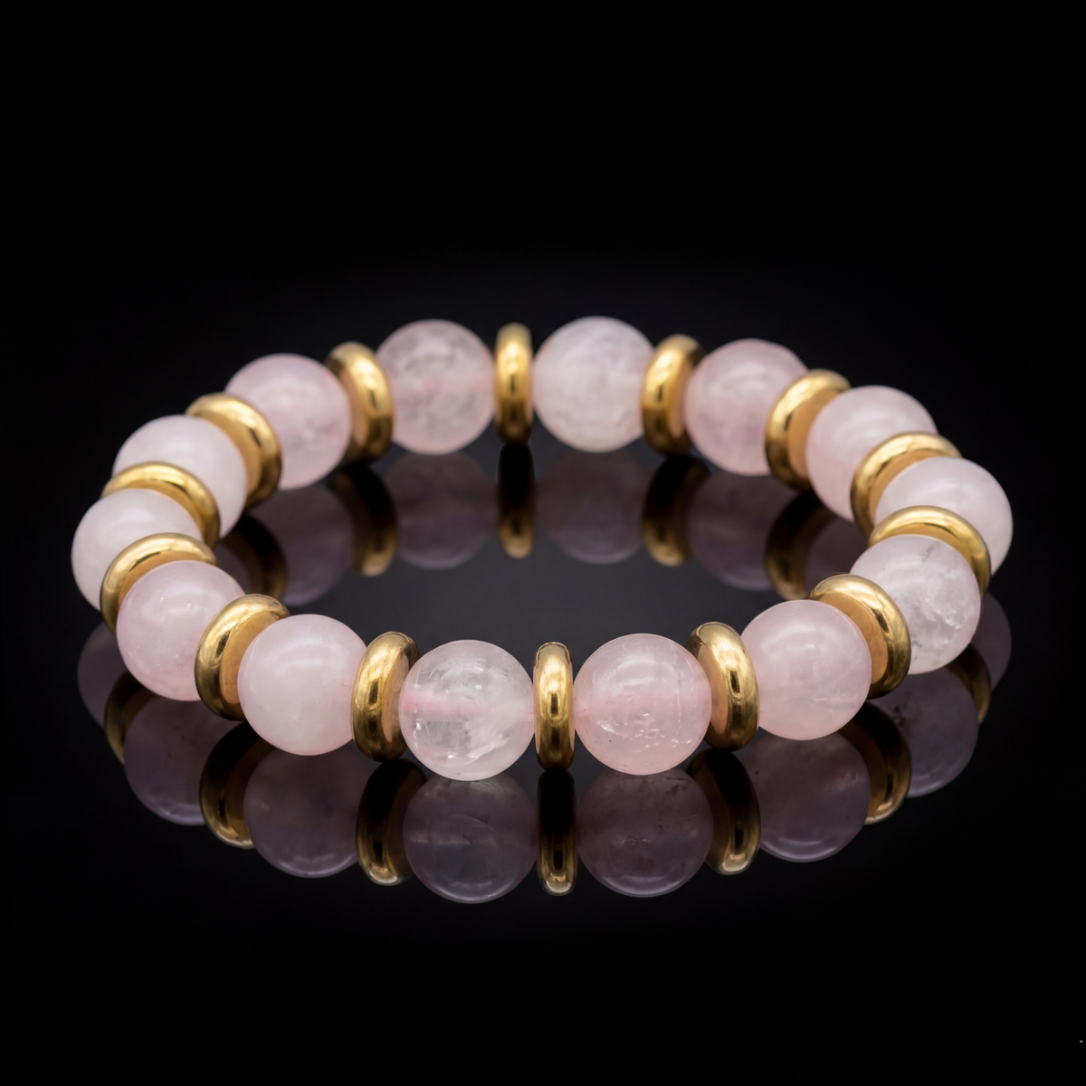 Women's Rose Quartz Bracelet for Love, Self-Worth & Emotional Grace in Gold