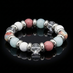 Women's Personal Growth Bracelet: Aquamarine, Snakeskin Jasper, Clear Quartz, Rhodochrosite, Howlite and Silver