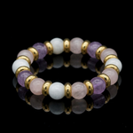 Women's Bracelet for Inner Peace with Rose Quartz, Amethyst & Moonstone in Gold