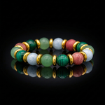 Women's Love & Harmony Bracelet: Rhodochrosite, Malachite, Green Aventurine, Aquamarine and Gold