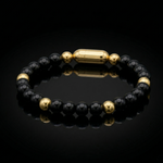 Women's Protection Bracelet with Onyx & Black Tourmaline in Gold