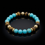 Women's Ambition and Protection Bracelet with Turquoise, Yellow Tiger Eye and Gold