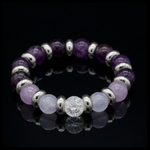 Women's Bracelet for Spiritual Clarity & Emotional Balance: Chalcedony, Clear Quartz, Amethyst and Silver