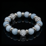 Women's Calming Wisdom Beaded Bracelet with Aquamarine, Clear Quartz and Silver