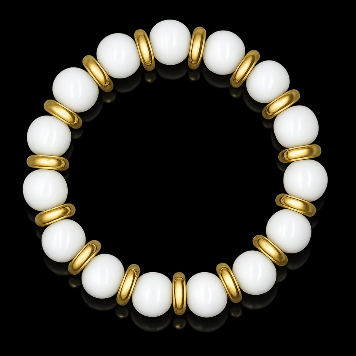 White Agate Women's Wristband for Peace & Inner Confidence with Gold