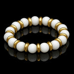 White Agate Women's Wristband for Peace & Inner Confidence with Gold