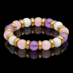 Women's Bracelet for Inner Peace with Rose Quartz, Amethyst & Moonstone in Gold
