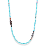 Men's Beaded Necklace for Protection and Confidence with Turquoise, Botswana Agate, Red Tiger Eye and Silver