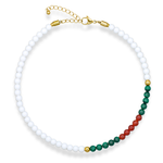 Women's Confidence & Transformation Choker Necklace with White Agate, Malachite, Carnelian and Gold