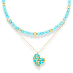 Women's Turquoise Choker for Protection & Creativity with Gold Heart Pendant