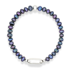 close-up of natural black pearls and gold-plated magnetic clasp