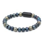 Men’s Black Pearl & Pyrite Bracelet – Confidence, Leadership & Balance