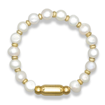 Men’s White Pearl Bracelet with Gold – Confidence & Energy Balance