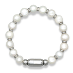 Men’s Pearl Bracelet with Silver Accents – Balance, Clarity & Emotional Confidence