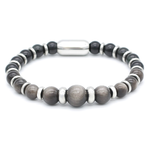 Men's Power and Clarity Bracelet with Silver Obsidian, Black Obsidian with Silver