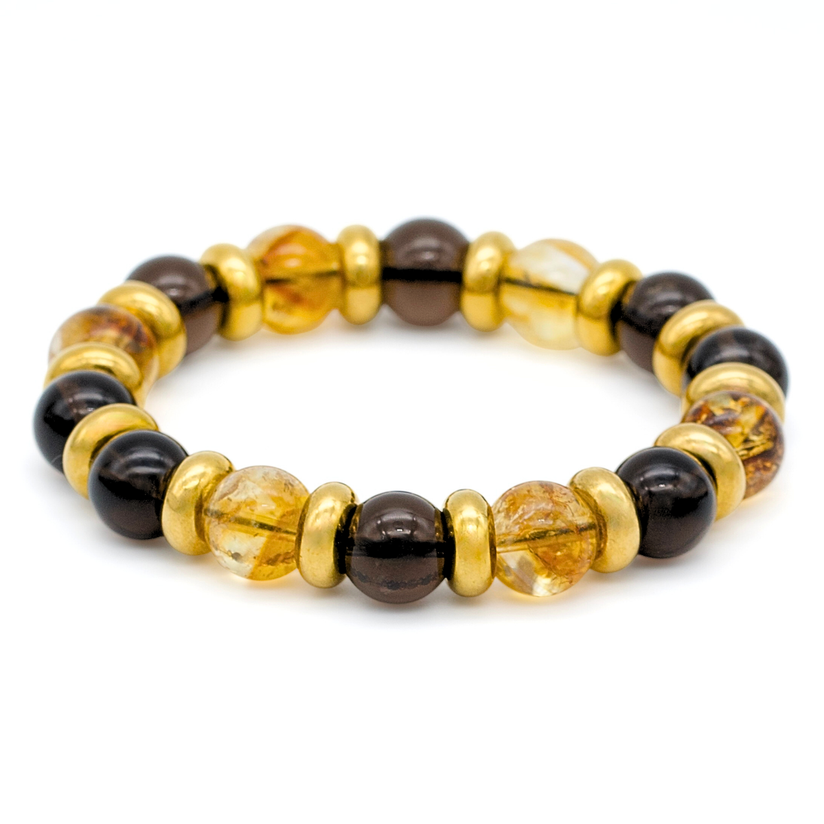 Women’s citrine and smoky quartz bracelet for wealth and grounding