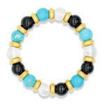 Women's Balance and Brilliance Bracelet with Turquoise, Clear Quartz, Onyx & Gold