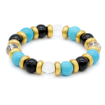 Women's Balance and Brilliance Bracelet with Turquoise, Clear Quartz, Onyx & Gold