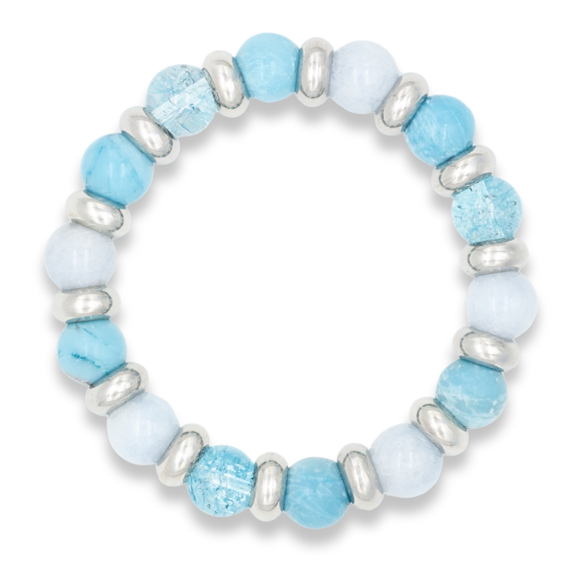 Elegant aquamarine and topaz bracelet with gold clasp close-up