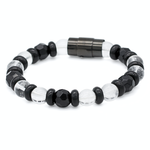 Men's Onyx & Clear Quartz Bracelet for Focus and Protection