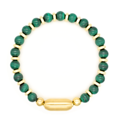 Women's malachite bracelet on white background