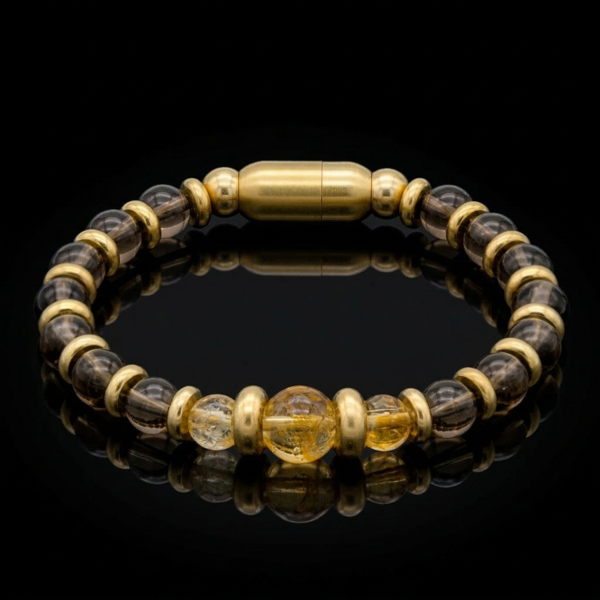 Men’s Wealth & Focus Bracelet with Citrine, Smoky Quartz in Gold