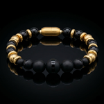 Men's Intuition and Protection Bracelet: Black Tourmaline, Onyx Matte with Gold