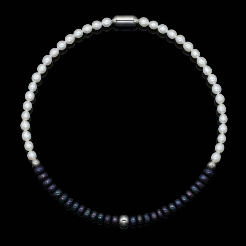 Women's White & Black Pearl Choker – Grace, Power, Magnetic Clarity and Silver