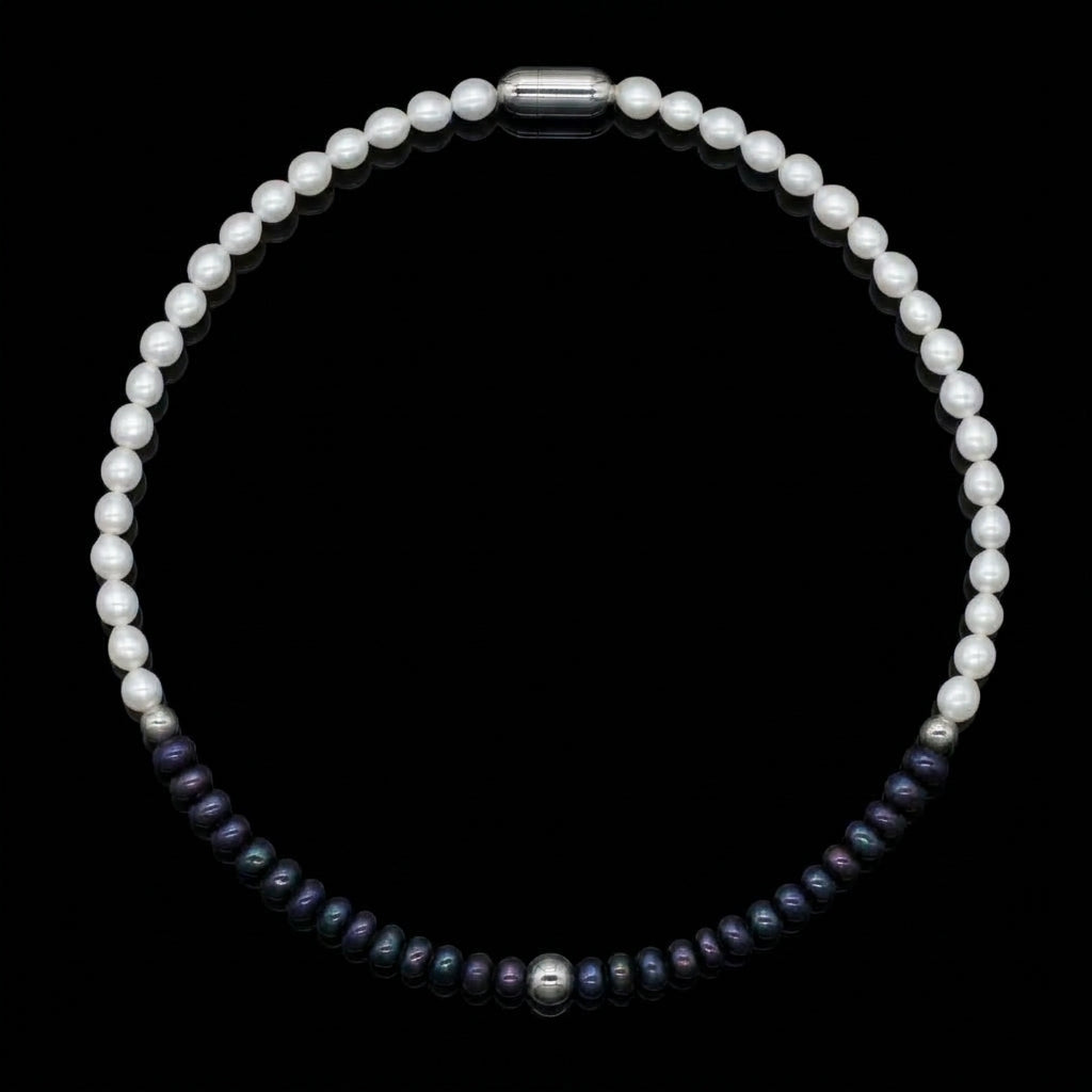 Women's White & Black Pearl Choker – Grace, Power, Magnetic Clarity and Silver